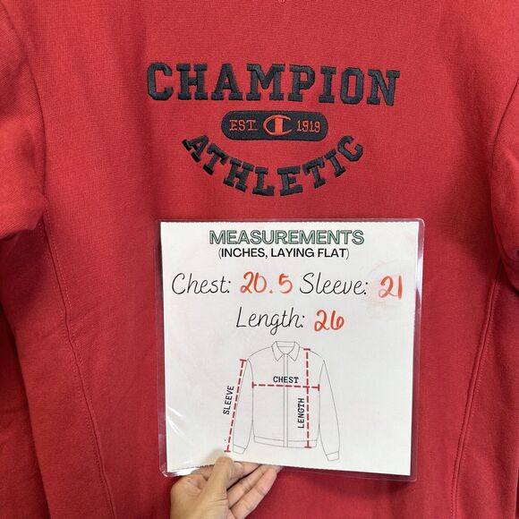 Vintage Champion‎ Athletic Sweatshirt Red Large Men Embroidered Logo Y2K Sweater - Picture 6 of 10
